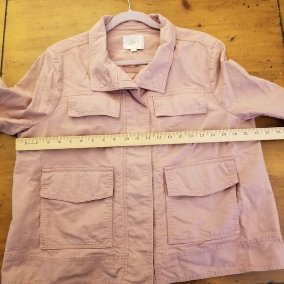 LOFT | Pink Linen Cargo Utility Chore Jacket, Size Medium - Picture 6 of 9